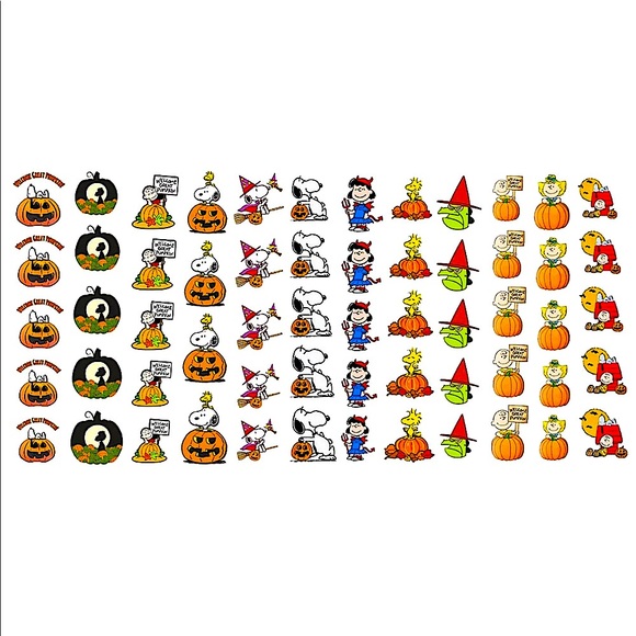 💌BO/GO$6 Charlie Brown Snoopy Halloween Transfer Nail Decals Peanuts - Picture 2 of 3